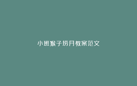 小班猴子捞月教案范文