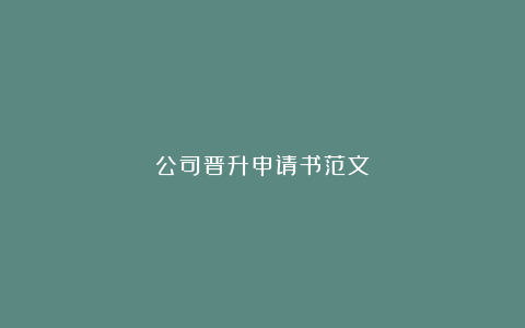 公司晋升申请书范文