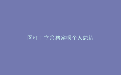 区红十字会档案员个人总结