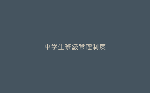 中学生班级管理制度