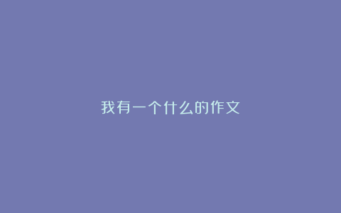 我有一个什么的作文