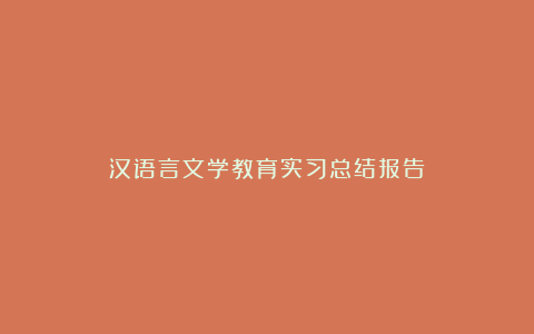 汉语言文学教育实习总结报告