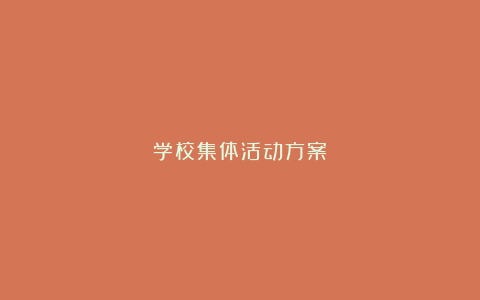 学校集体活动方案