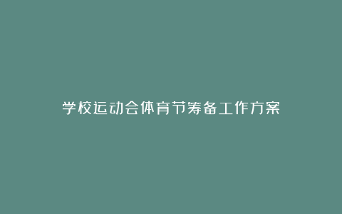 学校运动会体育节筹备工作方案