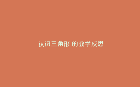 《认识三角形》的教学反思