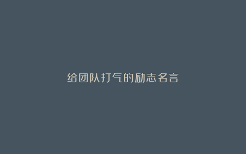 给团队打气的励志名言