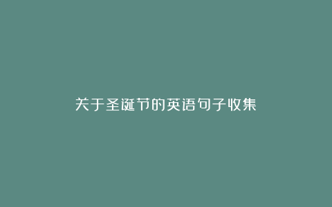 关于圣诞节的英语句子收集