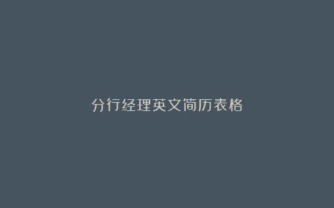 分行经理英文简历表格