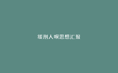 缓刑人员思想汇报