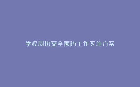 学校周边安全预防工作实施方案