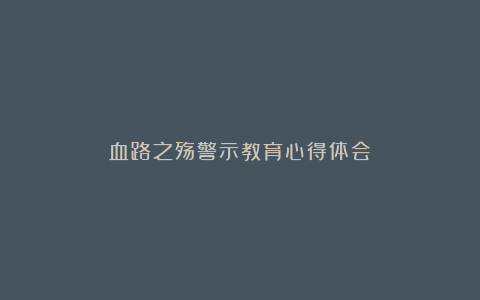 血路之殇警示教育心得体会