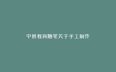 中班教育随笔关于手工制作