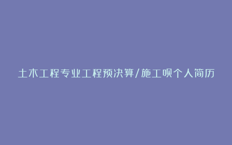 土木工程专业工程预决算/施工员个人简历