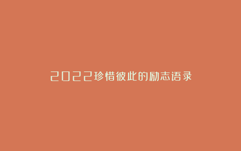 2022珍惜彼此的励志语录