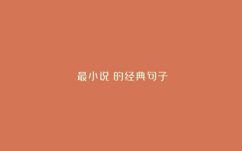 《最小说》的经典句子