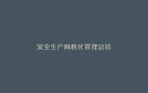 安全生产网格化管理总结