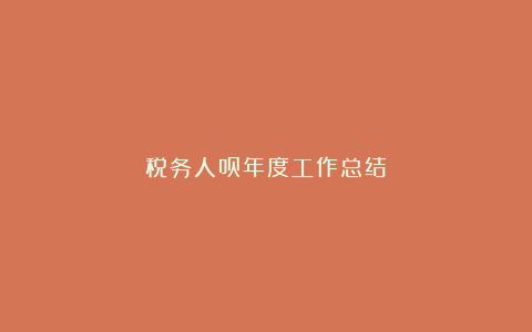 税务人员年度工作总结