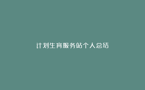 计划生育服务站个人总结