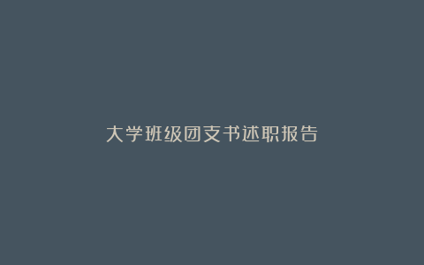 大学班级团支书述职报告