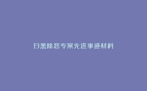 扫黑除恶专案先进事迹材料