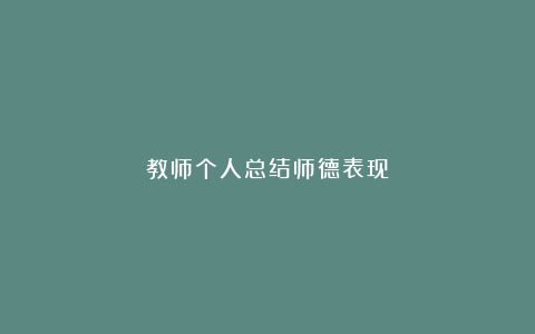 教师个人总结师德表现