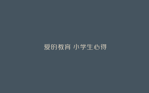 《爱的教育》小学生心得