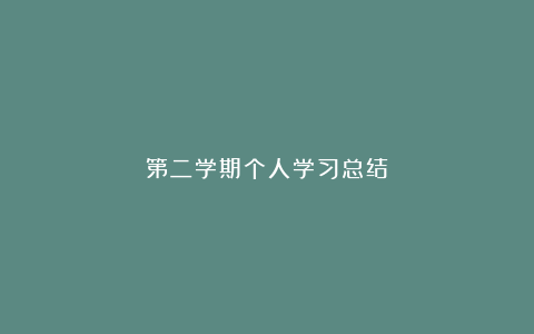 第二学期个人学习总结