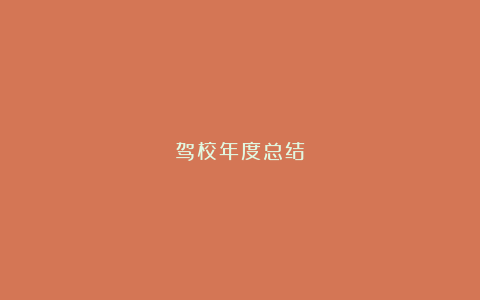 驾校年度总结