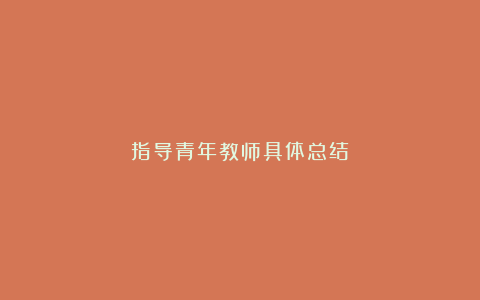 指导青年教师具体总结