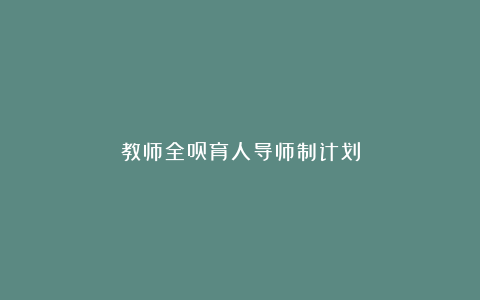 教师全员育人导师制计划