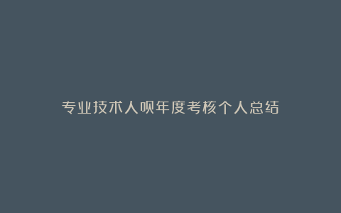 专业技术人员年度考核个人总结