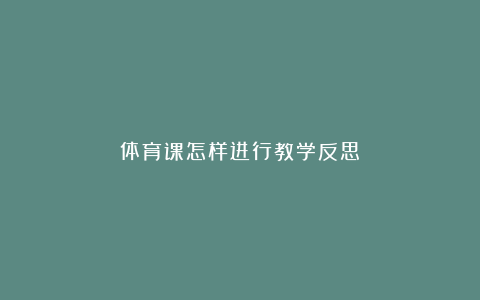 体育课怎样进行教学反思