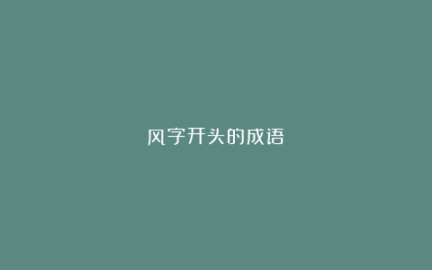 风字开头的成语