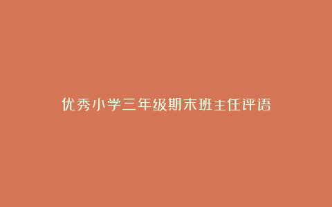 优秀小学三年级期末班主任评语