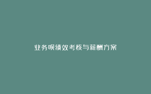 业务员绩效考核与薪酬方案