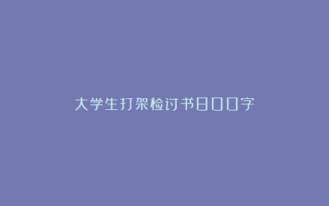 大学生打架检讨书800字