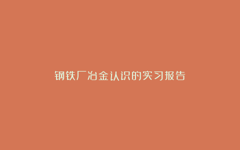 钢铁厂冶金认识的实习报告