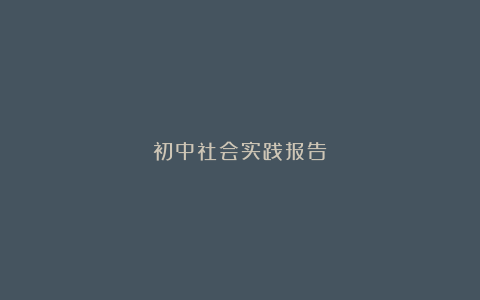 初中社会实践报告