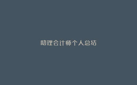 助理会计师个人总结