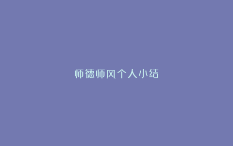 师德师风个人小结