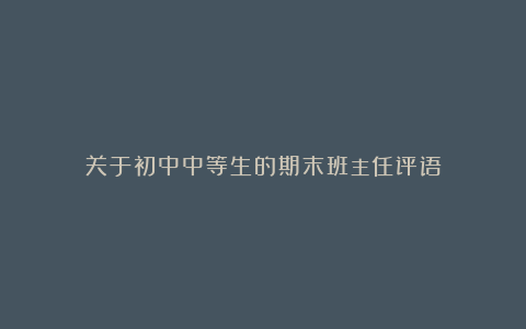 关于初中中等生的期末班主任评语