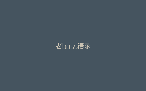 老boss语录