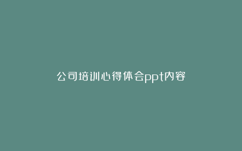 公司培训心得体会ppt内容