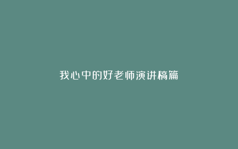 我心中的好老师演讲稿篇