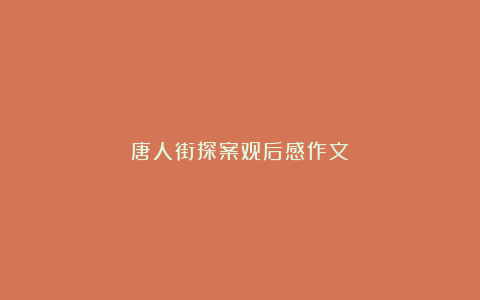 唐人街探案观后感作文