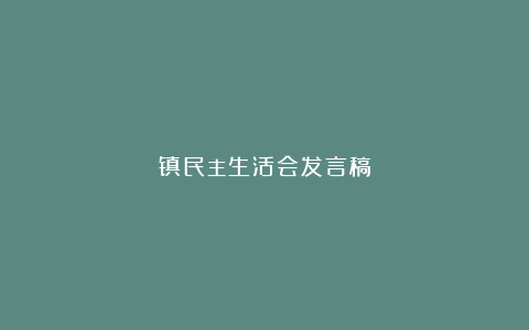 镇民主生活会发言稿