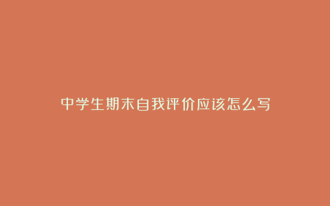 中学生期末自我评价应该怎么写