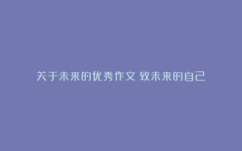 关于未来的优秀作文：致未来的自己