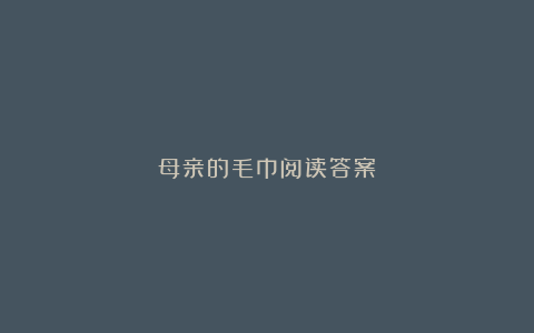 母亲的毛巾阅读答案