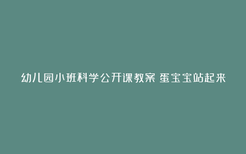 幼儿园小班科学公开课教案《蛋宝宝站起来》含反思